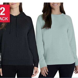 EDDIE Bauer Ladies Crewneck & Hoodie, 2 PK Black/Blue